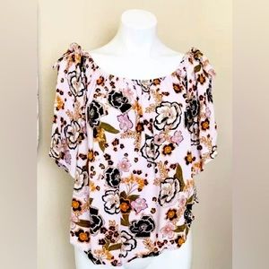 SHYANNE Floral Elastic Off Shoulder Blouse Size XL.